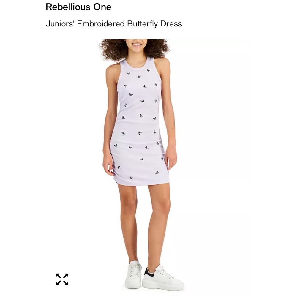 Rebellious One Butterfly Sleeveless Tank Top‎ Mini Dress Junior's Size Large